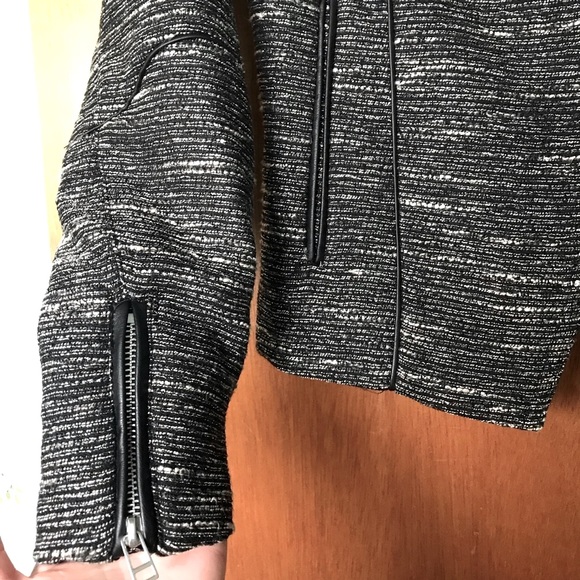 H&M metallic tweed moto style blazer jacket size 6 - Picture 5 of 7